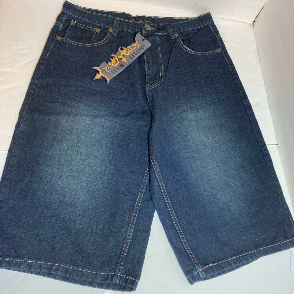 NWT Brooklyn express men’s baggy 36 dark wash hip hop street denim shorts